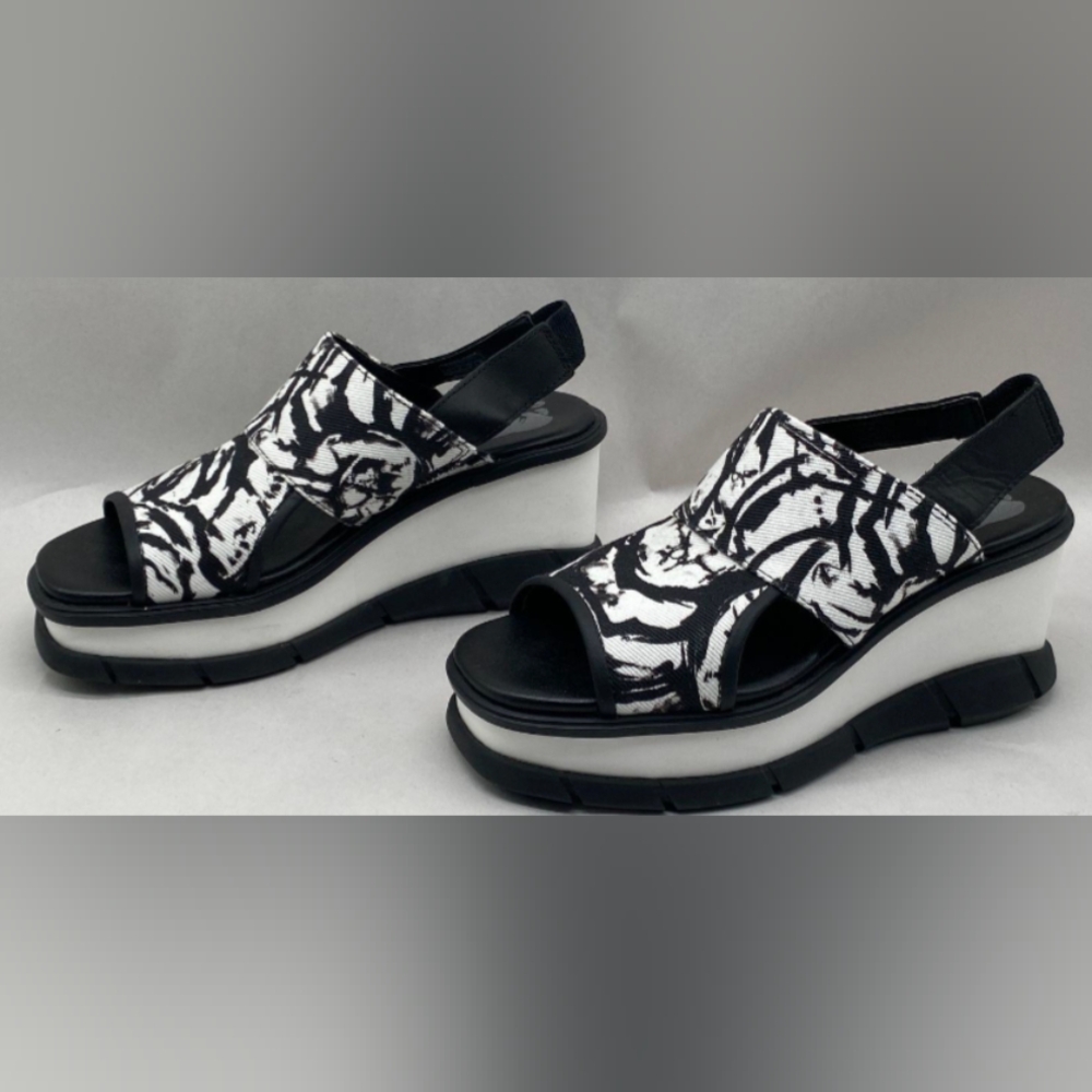 Sorel Black White Joanie III Slingback Wedge Sandals Size 6 NWOT MSRP  $129.95  - Picture 7 of 11